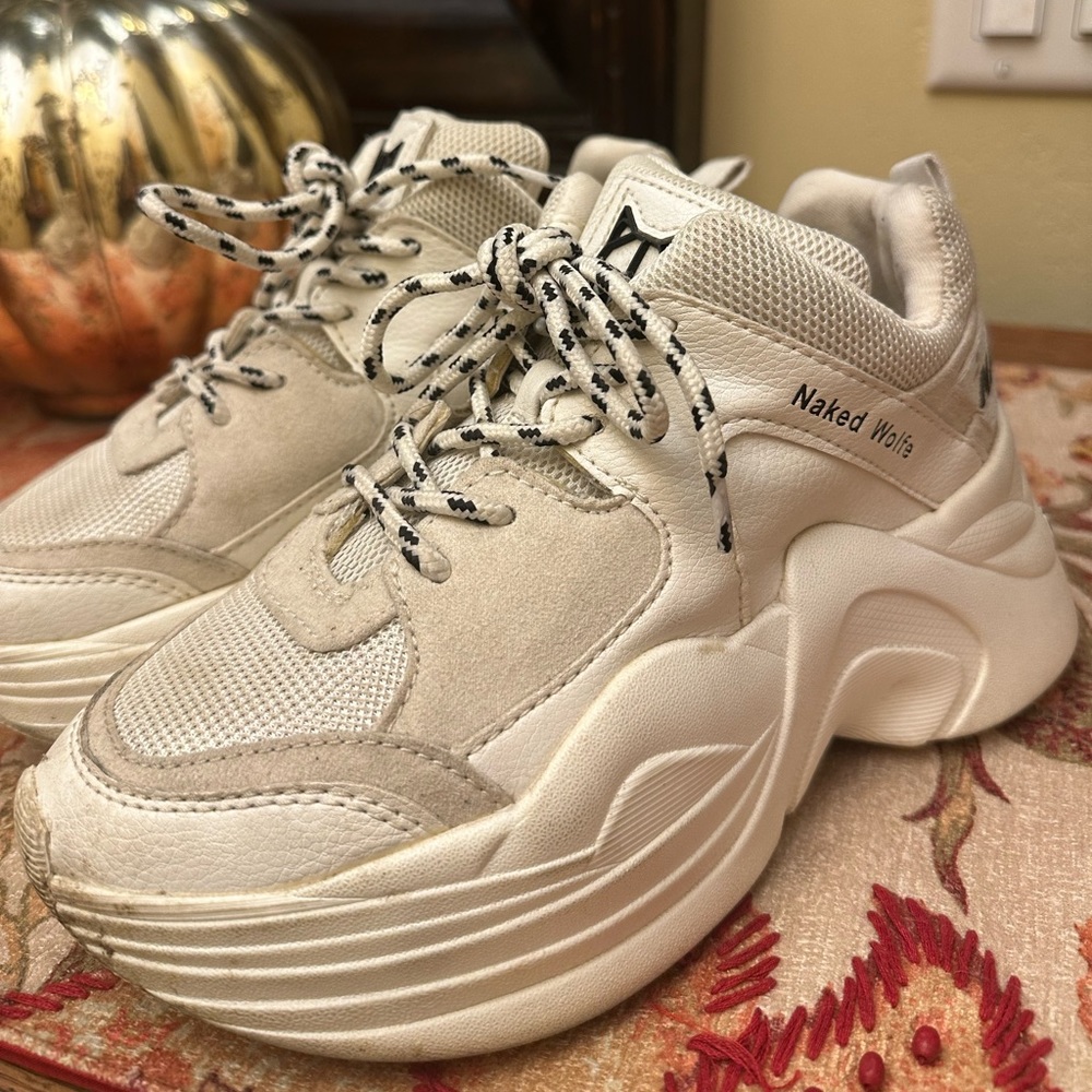 Naked Wolfe White Track Trainers
